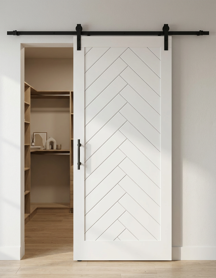 San Marrow Herringbone Modern Barn Door
