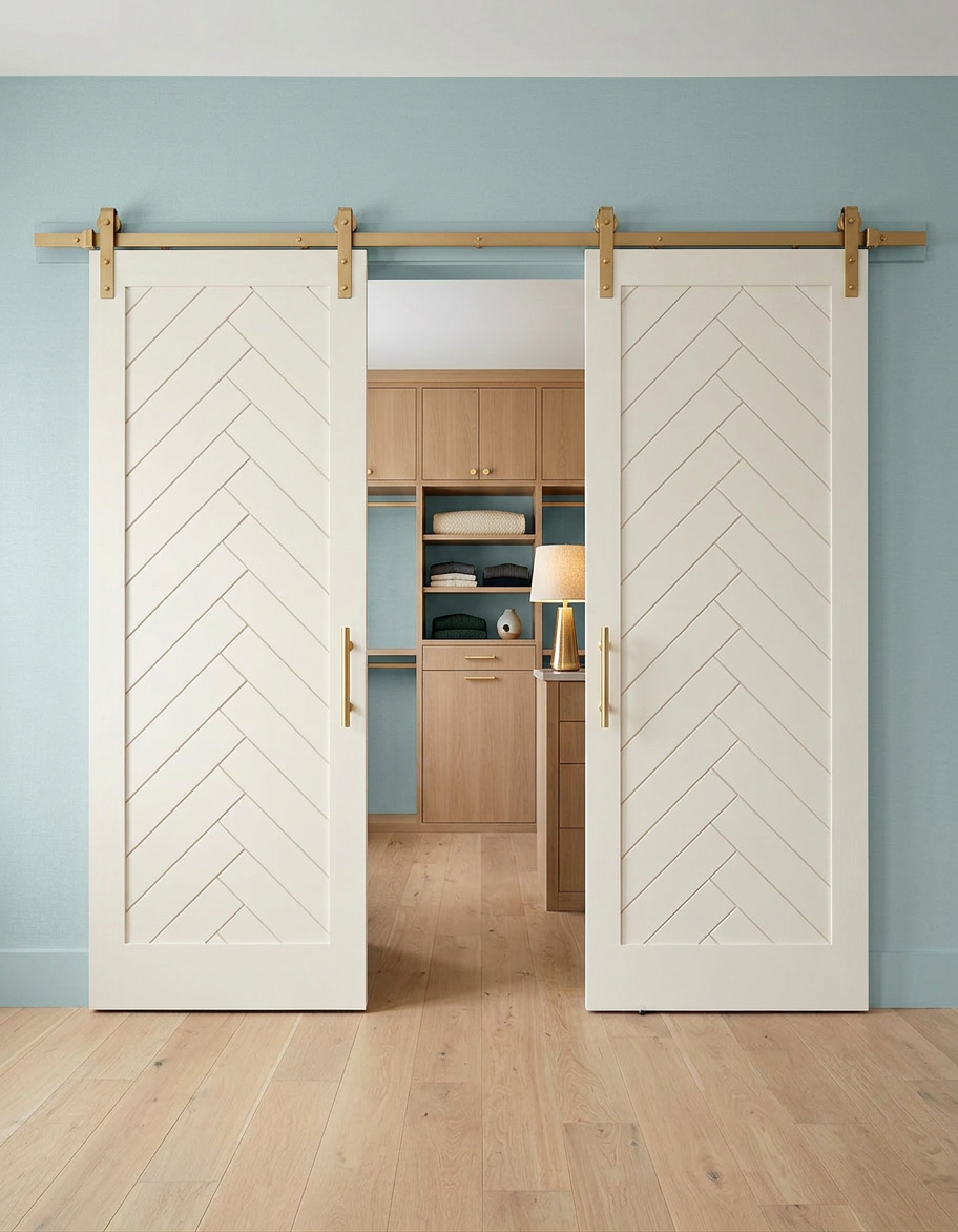 San Marrow Herringbone Modern Barn Door