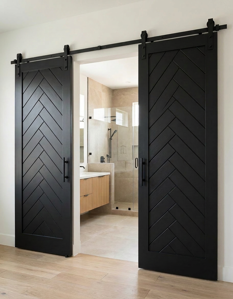 San Marrow Herringbone Modern Barn Door