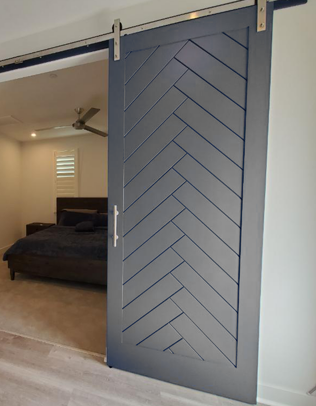 San Marrow Herringbone Modern Barn Door